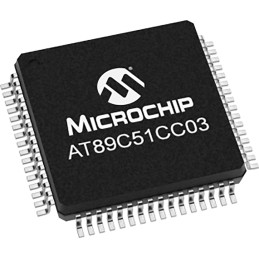 25 pcs - Microchip AT89C51CC03UA-RDTUM, 8bit 80C51 Microcontroller, AT89C51, 40MHz, 64 kB Flash, 64-Pin VQFP