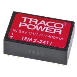 1 Tube of 10 - TRACOPOWER TEM 2 DC-DC Converter, 5V dc/ 400mA Output, 21.6 - 26.4 V dc Input, 2W, Through Hole, +60°C Max Temp