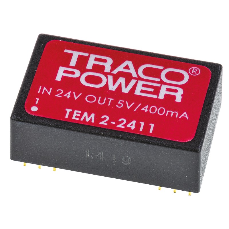 1 Tube of 10 - TRACOPOWER TEM 2 DC-DC Converter, 5V dc/ 400mA Output, 21.6 - 26.4 V dc Input, 2W, Through Hole, +60°C Max Temp
