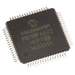 1 pcs - Microchip PIC18F6622-I/PT, 8bit PIC Microcontroller, PIC18F, 40MHz, 1.024 kB, 64 kB Flash, 64-Pin TQFP