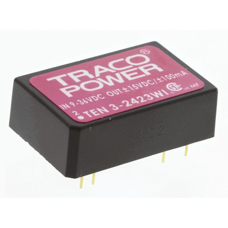 1 Tube of 10 - TRACOPOWER TEN 3WI DC-DC Converter, ±15V dc/ ±100mA Output, 9 - 36 V dc Input, 3W, Through Hole, +85°C Max Temp