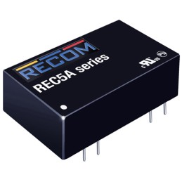 1 Tube of 15 - Recom REC5A DC-DC Converter, 5V dc/ 1A Output, 18 - 36 V dc Input, 5W, Through Hole, +100°C Max Temp -40°C Min