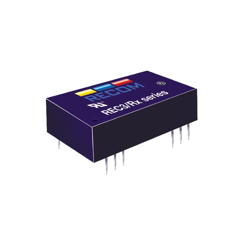 1 Tube of 15 - Recom REC3 DC-DC Converter, ±15V dc/ ±100mA Output, 9 - 36 V dc Input, 3W, Through Hole, +85°C Max Temp -40°C