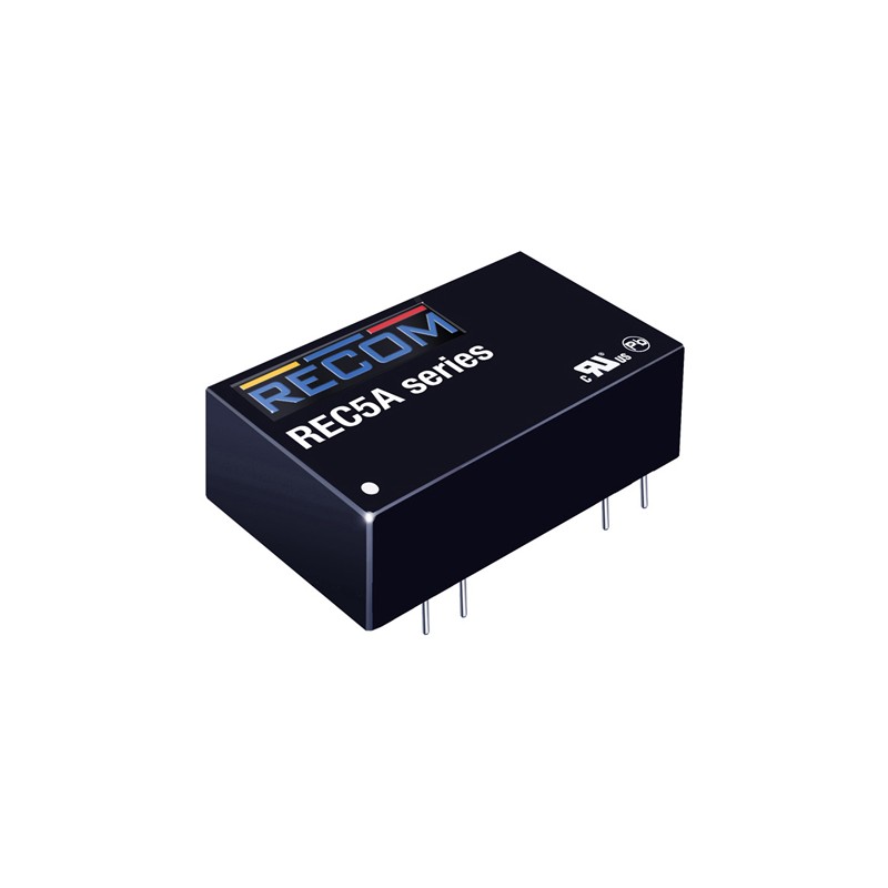 1 Tube of 15 - Recom REC5A DC-DC Converter, 5V dc/ 1A Output, 4.5 - 9 V dc Input, 5W, Through Hole, +100°C Max Temp -40°C Min