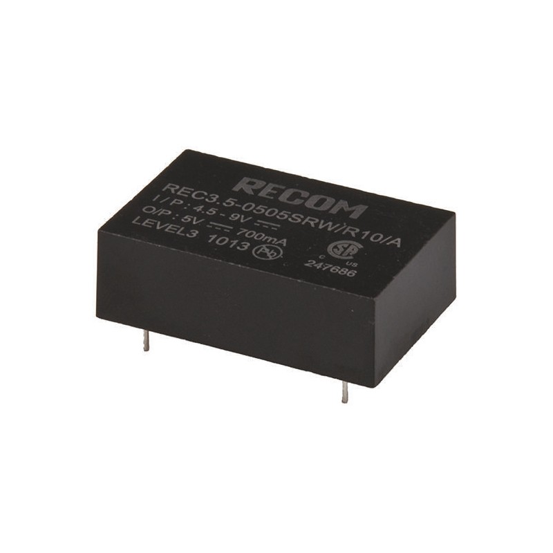 1 Tube of 15 - Recom REC3.5 DC-DC Converter, ±12V dc/ ±145mA Output, 18 - 36 V dc Input, 3.5W, Through Hole, +85°C Max Temp