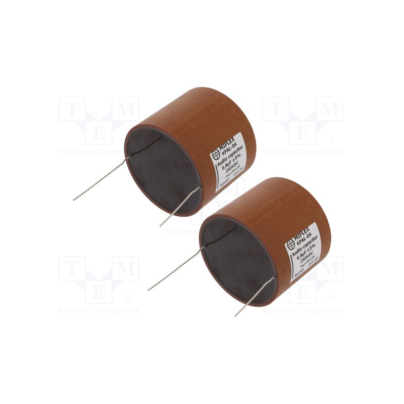 2 pcs x MIFLEX - KPAL04F568J - Capacitor: aluminum-polypropylene-paper, 6.8uF, 250VDC, ±5%, THT