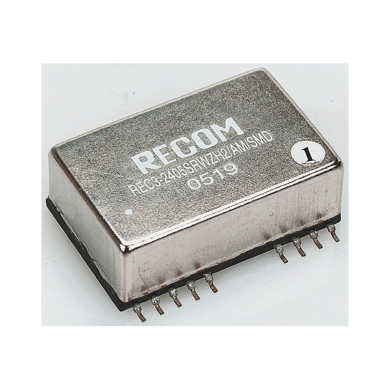 1 Tube of 15 - Recom REC3 DC-DC Converter, 5V dc/ 600mA Output, 9 - 36 V dc Input, 3W, Surface Mount, +85°C Max Temp -40°C Min