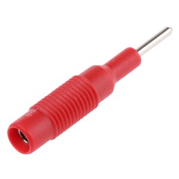 1 pcs - Hirschmann Red, Male to Female Test Connector Adapter With Brass contacts and Nickel Plated - Socket Size: 4mm