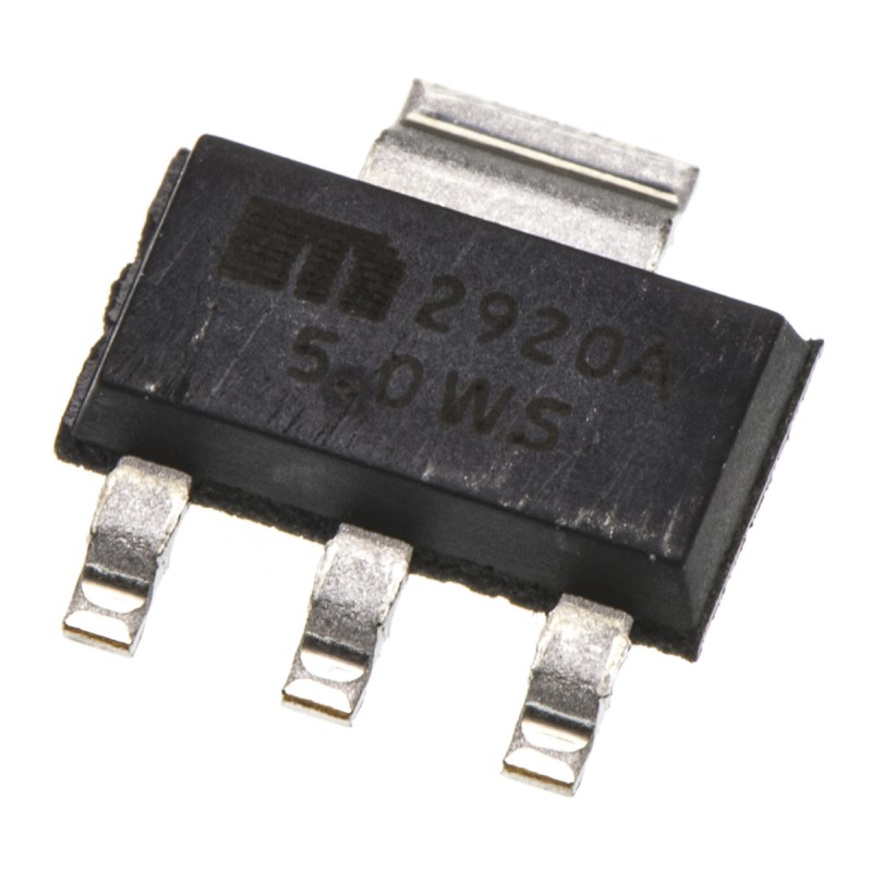 5 pcs - Microchip MIC2920A-5.0WS-TR, 1 Low Dropout Voltage, Voltage Regulator 400mA, 5 V 3+Tab-Pin, SOT-223