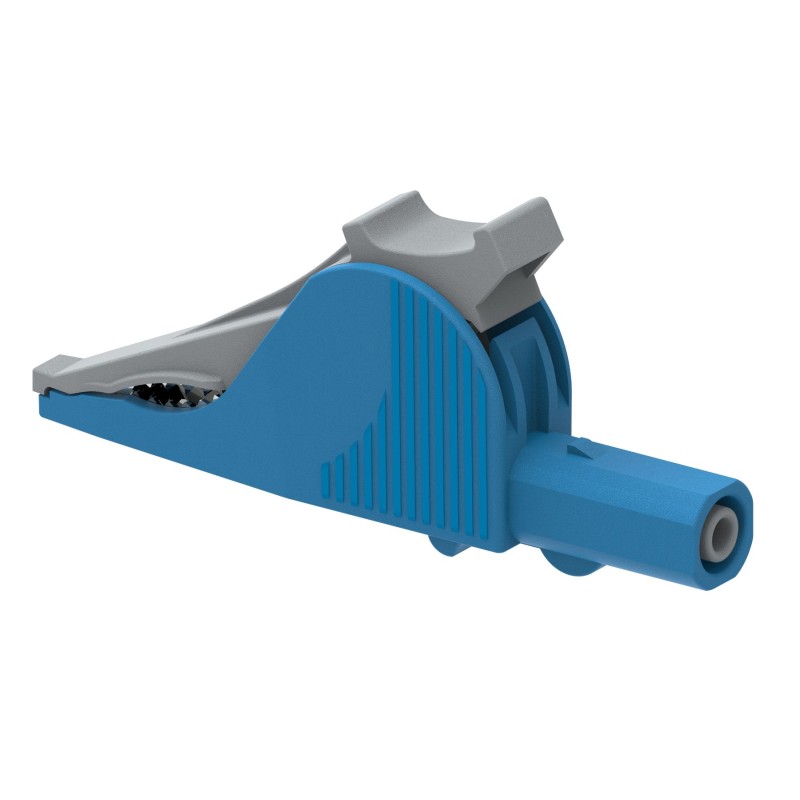 1 pcs - Electro PJP Alligator Clip, Nickel-Plated Steel Contact, 36A, Blue