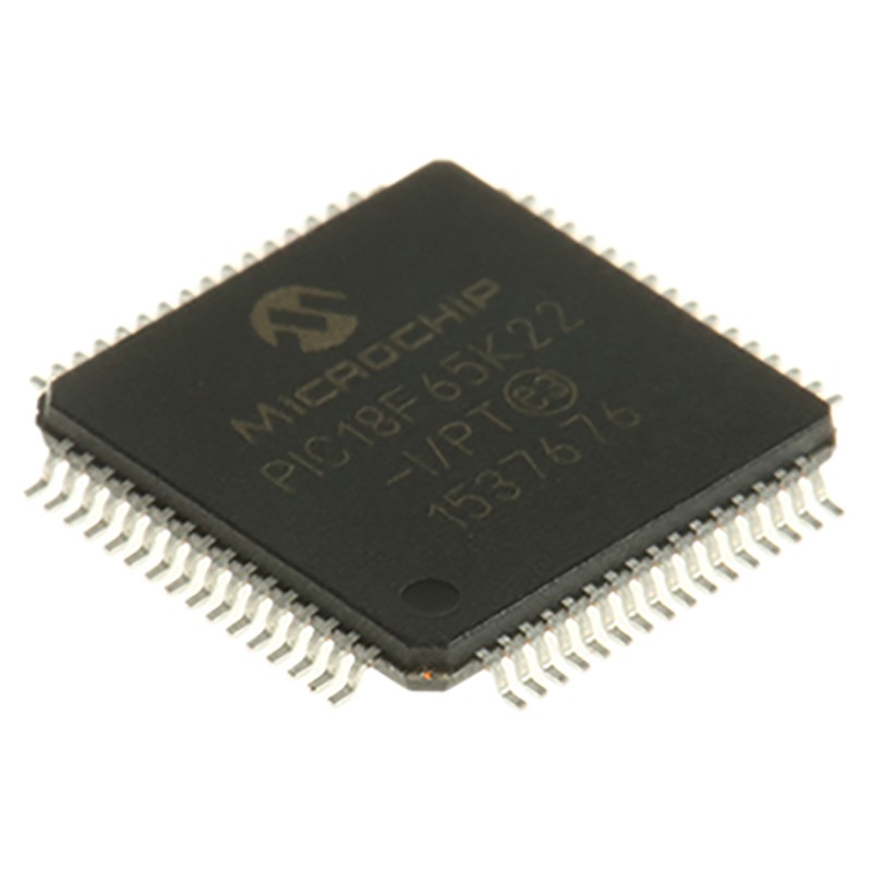 1 pcs - Microchip PIC18F65K22-I/PT, 8bit PIC Microcontroller, PIC18F, 64MHz, 1 kB, 32 kB Flash, 64-Pin TQFP