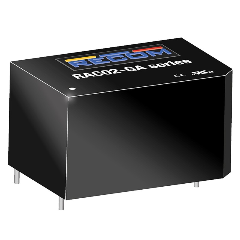 1 Tube of 20 - Recom Switching Power Supply, RAC02-05SGA, 5V dc, 400mA, 2W, 1 Output, 100 - 240V ac Input Voltage