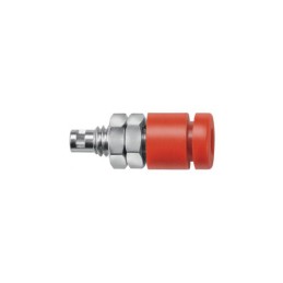 1 pcs - Schutzinger Red Female Banana Socket, 2mm Connector, Solder Termination, 10A, 33 V ac, 70V dc, Nickel Plating