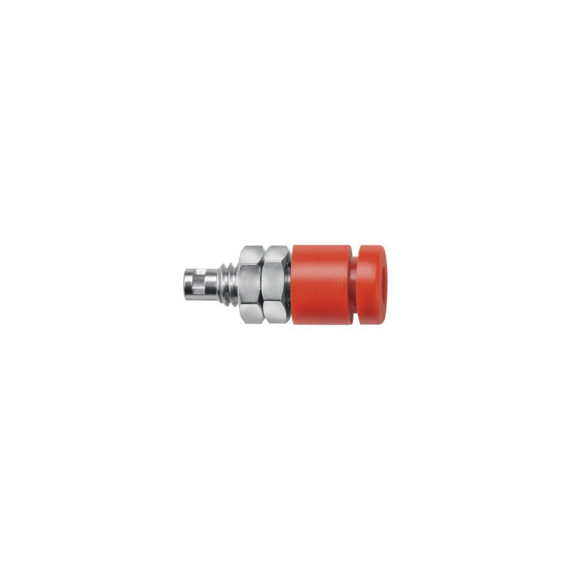 1 pcs - Schutzinger Red Female Banana Socket, 2mm Connector, Solder Termination, 10A, 33 V ac, 70V dc, Nickel Plating