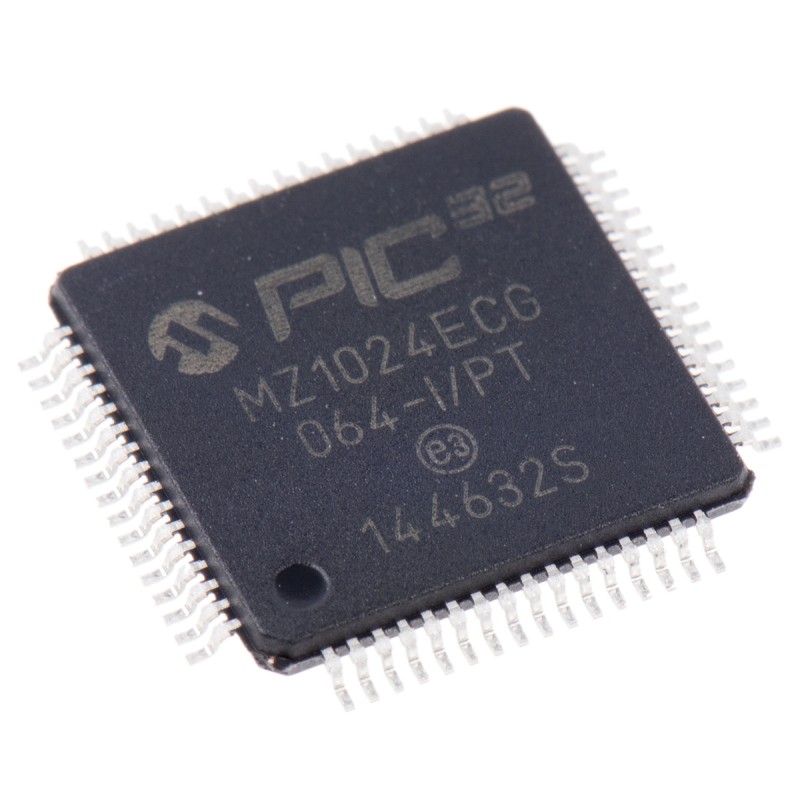 25 pcs - Microchip PIC32MZ1024ECG064-I/PT, 32bit PIC Microcontroller, PIC32MZ, 200MHz, 1.024 MB Flash, 64-Pin TQFP