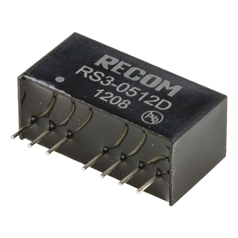1 Tube of 22 - Recom RS3 DC-DC Converter, ±12V dc/ ±125mA Output, 4.5 - 9 V dc Input, 3W, Through Hole, +71°C Max Temp -40°C