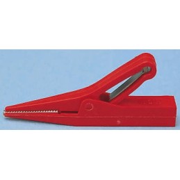 1 pcs - Staubli Crocodile Clip 4 mm Connection, Brass Contact, 10A, Red