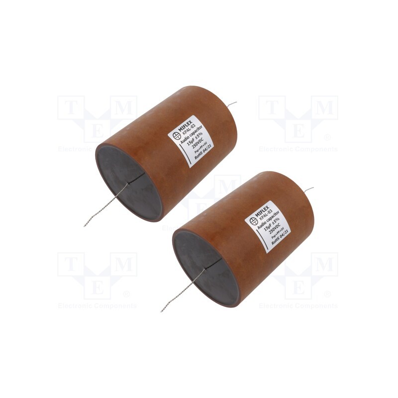 2 pcs x MIFLEX - KPAL03F615J - Capacitor: aluminum-polypropylene-paper, 15uF, 250VDC, ±5%, THT