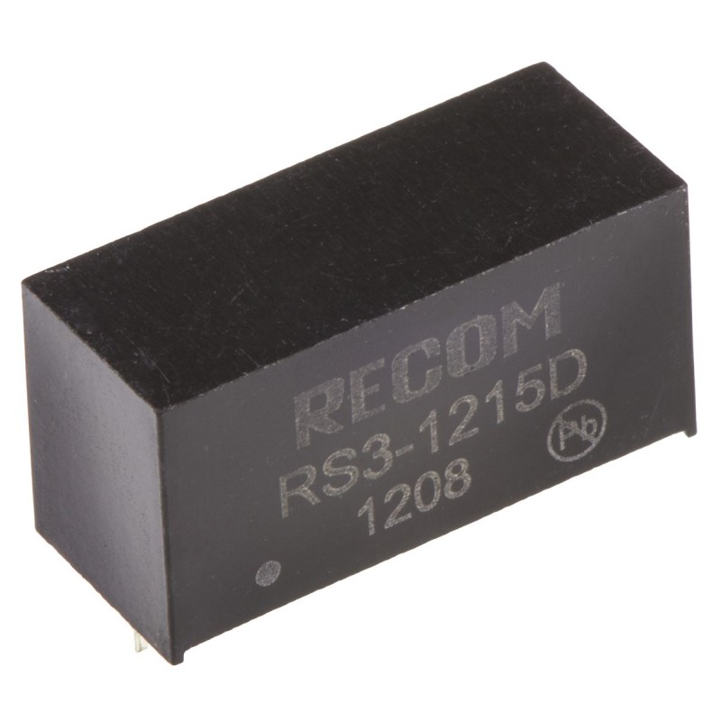 1 Tube of 22 - Recom RS3 DC-DC Converter, ±15V dc/ ±100mA Output, 9 - 18 V dc Input, 3W, Through Hole, +71°C Max Temp -40°C Min