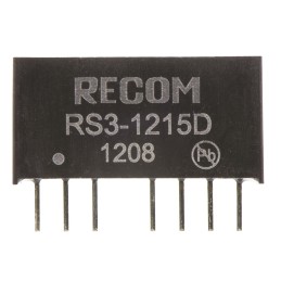 1 Tube of 22 - Recom RS3 DC-DC Converter, ±15V dc/ ±100mA Output, 9 - 18 V dc Input, 3W, Through Hole, +71°C Max Temp -40°C Min
