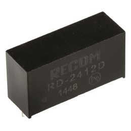1 Tube of 25 - Recom RD DC-DC Converter, ±12V dc/ ±84mA Output, 21.6 - 26.4 V dc Input, 2W, Through Hole, +85°C Max Temp -40°C