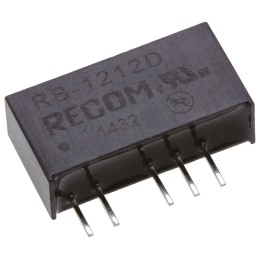 1 Tube of 25 - Recom RB DC-DC Converter, ±12V dc/ ±42mA Output, 10.8 - 13.2 V dc Input, 1W, Through Hole, +85°C Max Temp -40°C