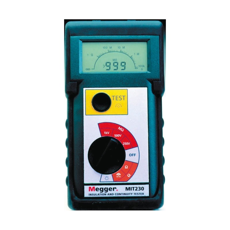 1 pcs - Megger MIT230 Insulation & Continuity Tester, 250V dc Min, 1000V dc Max, 999MΩ Max, CAT III 300V - RS Calibration
