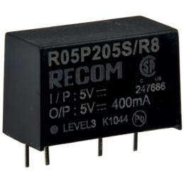 1 Tube of 25 - Recom R05P DC-DC Converter, 12V dc/ 167mA Output, 4.5 - 5.5 V dc Input, 2W, Through Hole, +85°C Max Temp -40°C