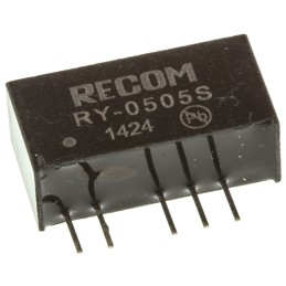 1 Tube of 25 - Recom RY DC-DC Converter, 5V dc/ 200mA Output, 4.75 - 5.25 V dc Input, 1W, Through Hole, +70°C Max Temp -40°C