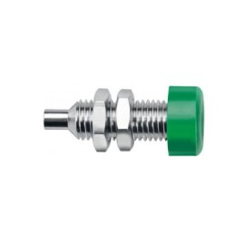 1 pcs - Schutzinger Green Female Banana Socket, Solder Lug Termination, 32A, 30 V ac/dc, 60 V ac/dc, Nickel Plating