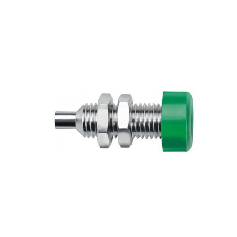 1 pcs - Schutzinger Green Female Banana Socket, Solder Lug Termination, 32A, 30 V ac/dc, 60 V ac/dc, Nickel Plating