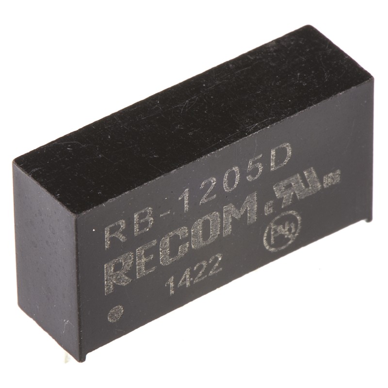 1 Tube of 25 - Recom RB DC-DC Converter, ±5V dc/ ±100mA Output, 10.8 - 13.2 V dc Input, 1W, Through Hole, +85°C Max Temp -40°C