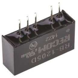 1 Tube of 25 - Recom RB DC-DC Converter, ±5V dc/ ±100mA Output, 10.8 - 13.2 V dc Input, 1W, Through Hole, +85°C Max Temp -40°C