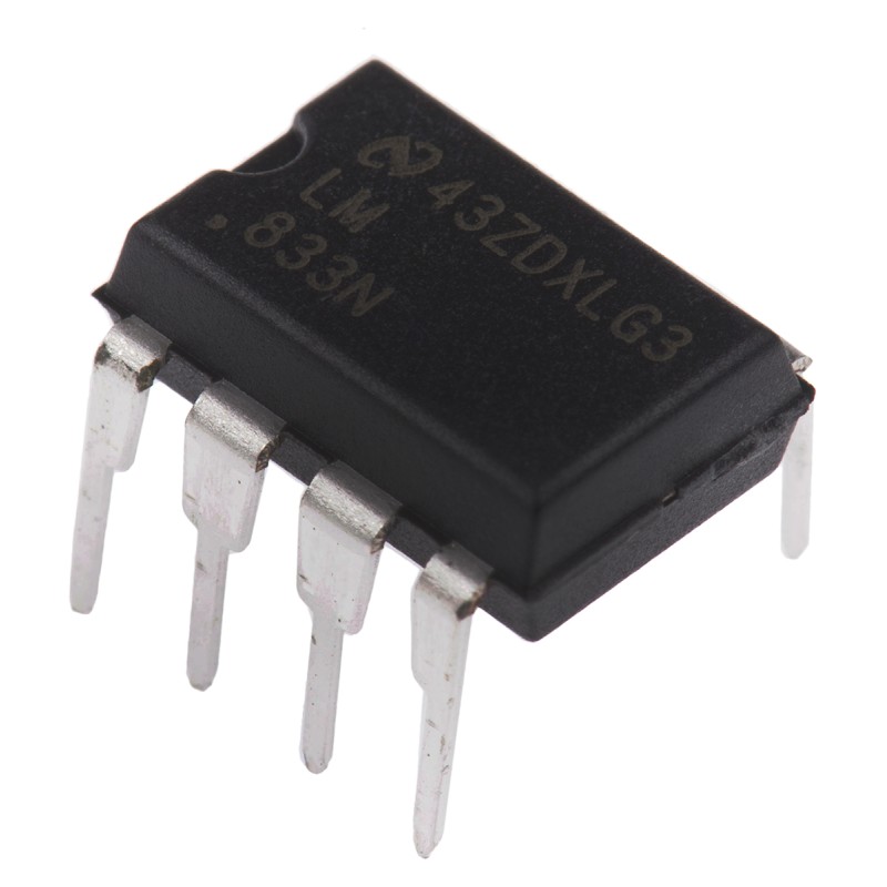 5 pcs - LM833N/NOPB Texas Instruments, Audio, Op Amp, 15MHz, 8-Pin MDIP