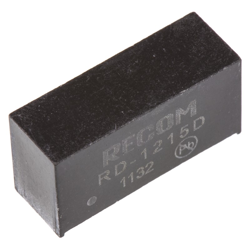 1 Tube of 25 - Recom RD DC-DC Converter, ±15V dc/ ±66mA Output, 10.8 - 13.2 V dc Input, 2W, Through Hole, +85°C Max Temp -40°C