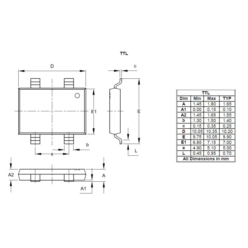 5 pcs - Diodes Inc Bridge Rectifier, 600V