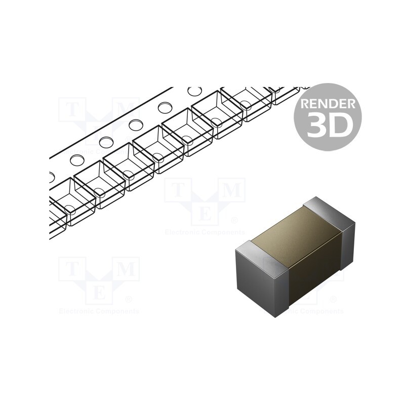 100 pcs x KEMET - C0201C100D3GACTU - Capacitor: ceramic, MLCC, 10pF, 25V, C0G (NP0), ±0.5pF, SMD, 0201