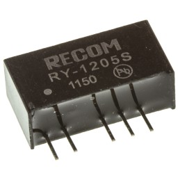 1 Tube of 25 - Recom RY DC-DC Converter, 5V dc/ 200mA Output, 11.4 - 12.6 V dc Input, 1W, Through Hole, +70°C Max Temp -40°C