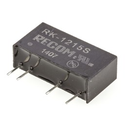 1 Tube of 25 - Recom RK DC-DC Converter, 15V dc/ 66mA Output, 10.8 - 13.2 V dc Input, 1W, Through Hole, +90°C Max Temp -40°C