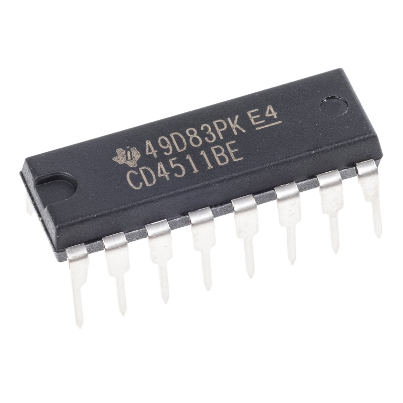 5 pcs - Texas Instruments CD4511BE, Decoder, 16-Pin PDIP