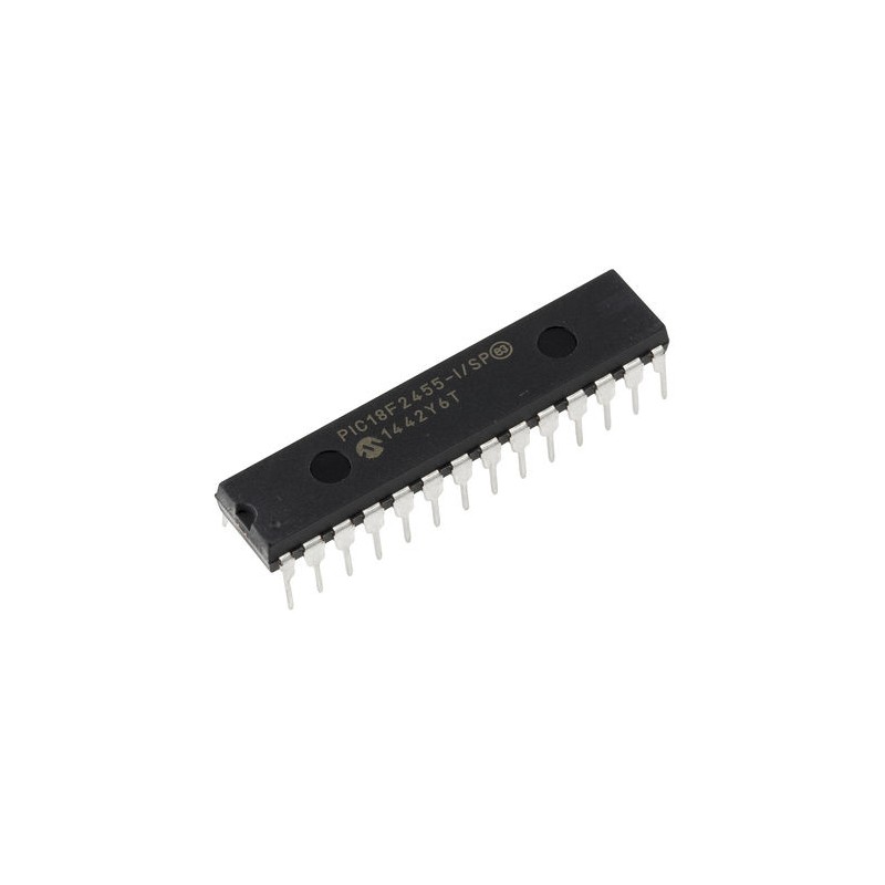 1 pcs - Microchip PIC18F2455-I/SP, 8bit PIC Microcontroller, PIC18F, 48MHz, 24 kB, 256 B Flash, 28-Pin SPDIP