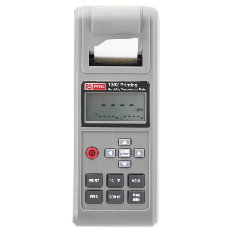 1 pcs - RS PRO RS1362 Handheld Hygrometer, ±3 %RH Accuracy, +1333 (Type2) °C, +140 (Type1) °F, +2431 (Type2) °F, +60 (Type1) °C