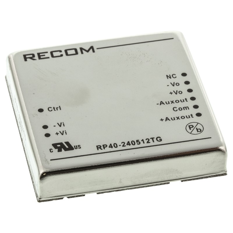 1 Tube of 4 - Recom RP40 G DC-DC Converter, 5V dc/ 6 A, ±400mA Output, 18 - 36 V dc Input, 40W, Through Hole, +85°C Max Temp