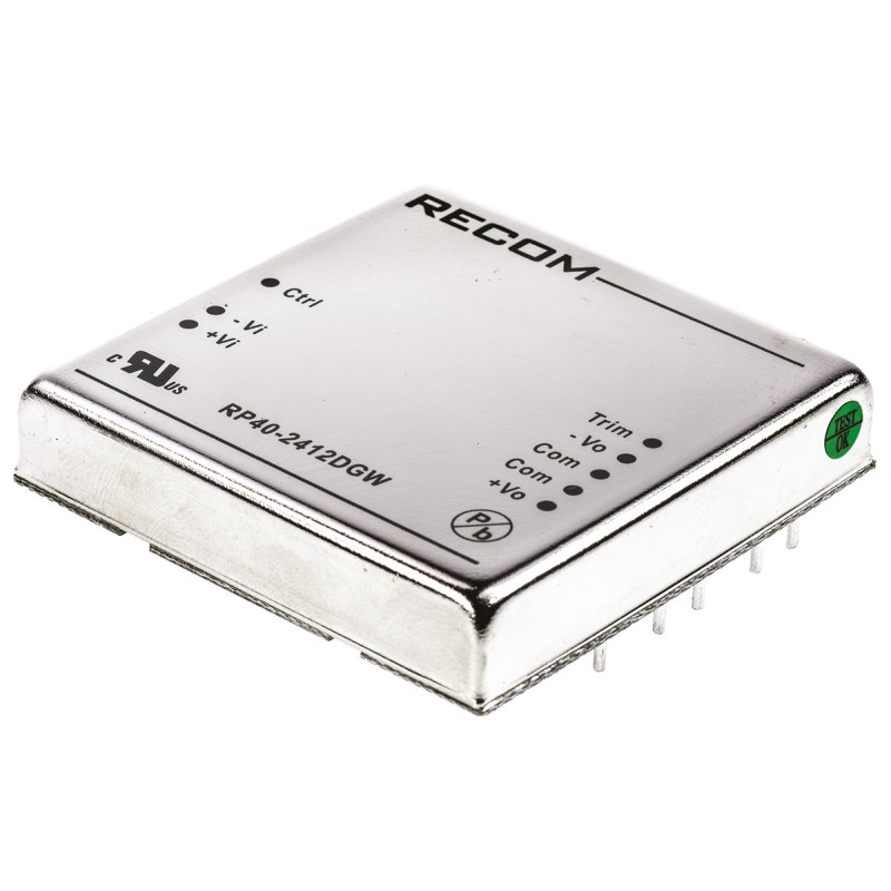 1 Tube of 4 - Recom RP40 GW DC-DC Converter, ±12V dc/ ±1.67A Output, 9 - 36 V dc Input, 40W, Through Hole, +105°C Max Temp