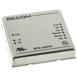 1 Tube of 4 - Recom RP40 G DC-DC Converter, 5V dc/ 8A Output, 18 - 36 V dc Input, 40W, Through Hole, +85°C Max Temp -40°C Min