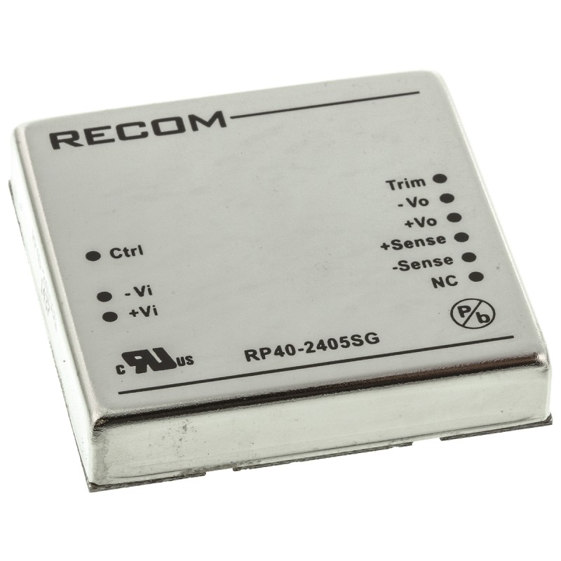 1 Tube of 4 - Recom RP40 G DC-DC Converter, 5V dc/ 8A Output, 18 - 36 V dc Input, 40W, Through Hole, +85°C Max Temp -40°C Min