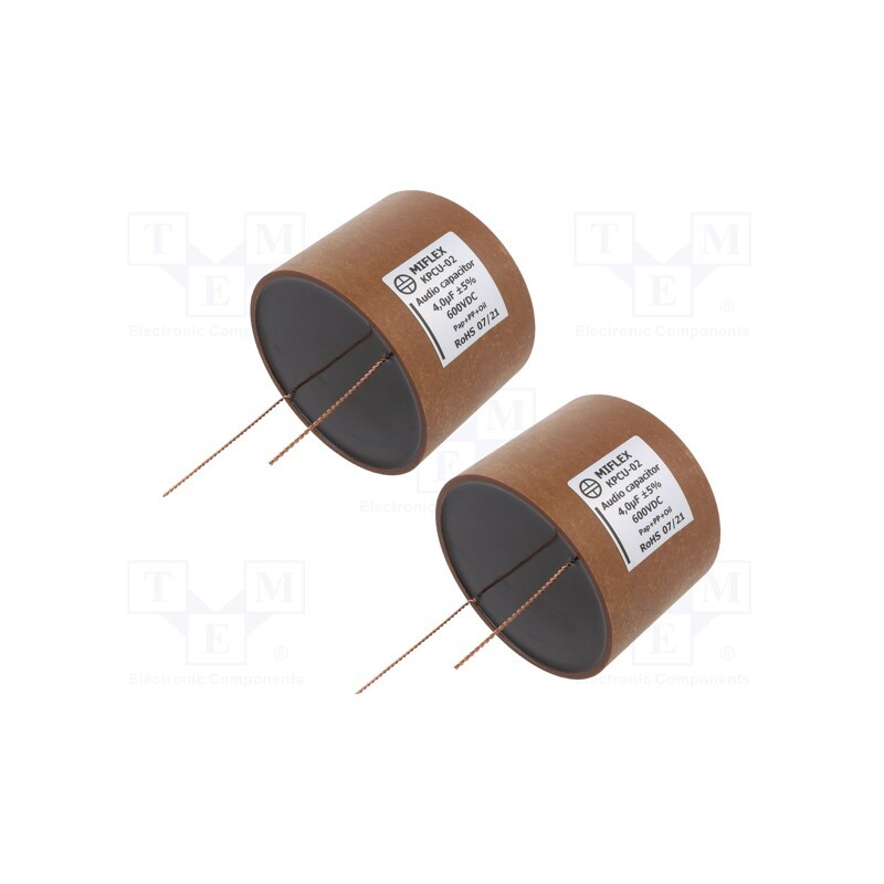 2 pcs x MIFLEX - KPCU02H540J - Capacitor: copper-polypropylene-paper, 4uF, 600VDC, ±5%, -25÷70°C