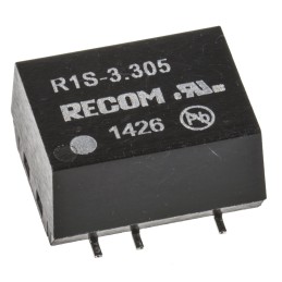 1 Tube of 40 - Recom R1S DC-DC Converter, 5V dc/ 200mA Output, 2.97 - 3.63 V dc Input, 1W, Surface Mount, +100°C Max Temp -40°C