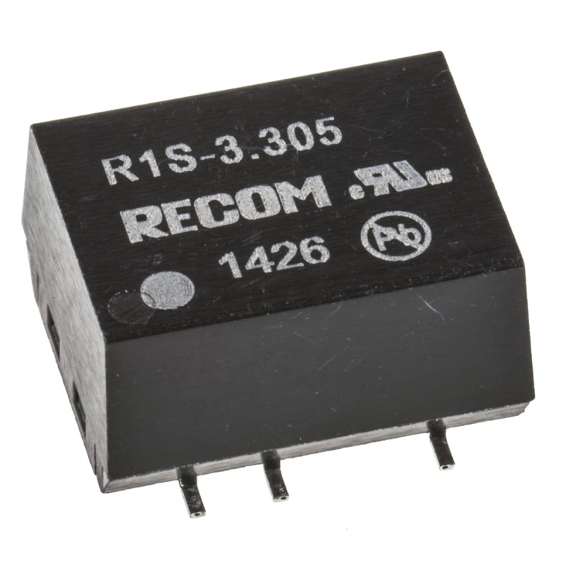 1 Tube of 40 - Recom R1S DC-DC Converter, 5V dc/ 200mA Output, 2.97 - 3.63 V dc Input, 1W, Surface Mount, +100°C Max Temp -40°C