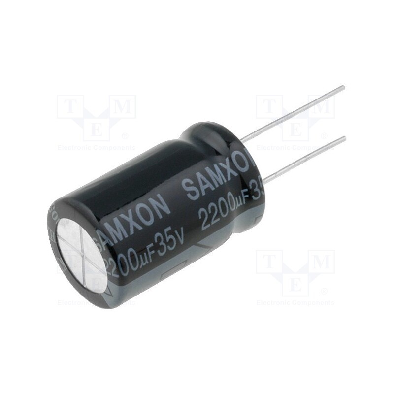 2 pcs x SAMXON - KM 2200U/35V - Capacitor: electrolytic, THT, 2200uF, 35VDC, Ø16x25mm, Pitch: 7.5mm